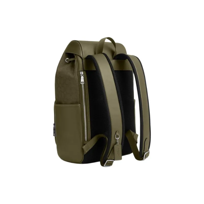 COACH Cow Leather Backpack Unisex Gray Olive-1