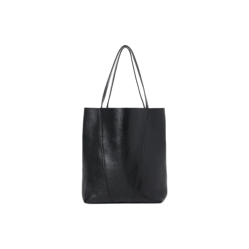 Chloe Cow Leather Tote Bag Shopping Bag Shoulder Bag Handbag Women's Black-3