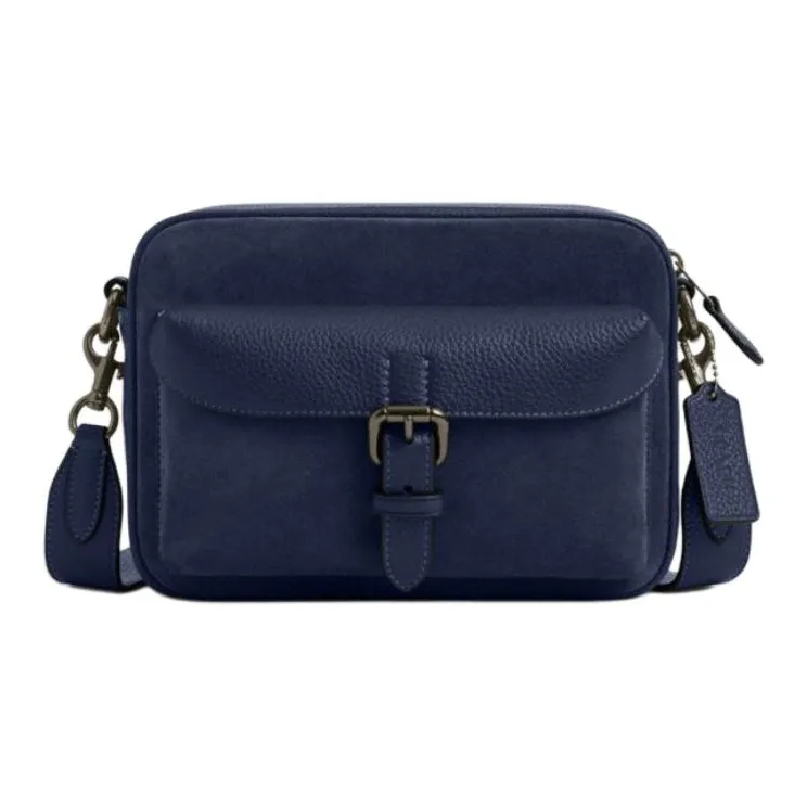 COACH Cow Leather Shoulder Bag, Crossbody Bag Small Size Men's Marine Blue-0
