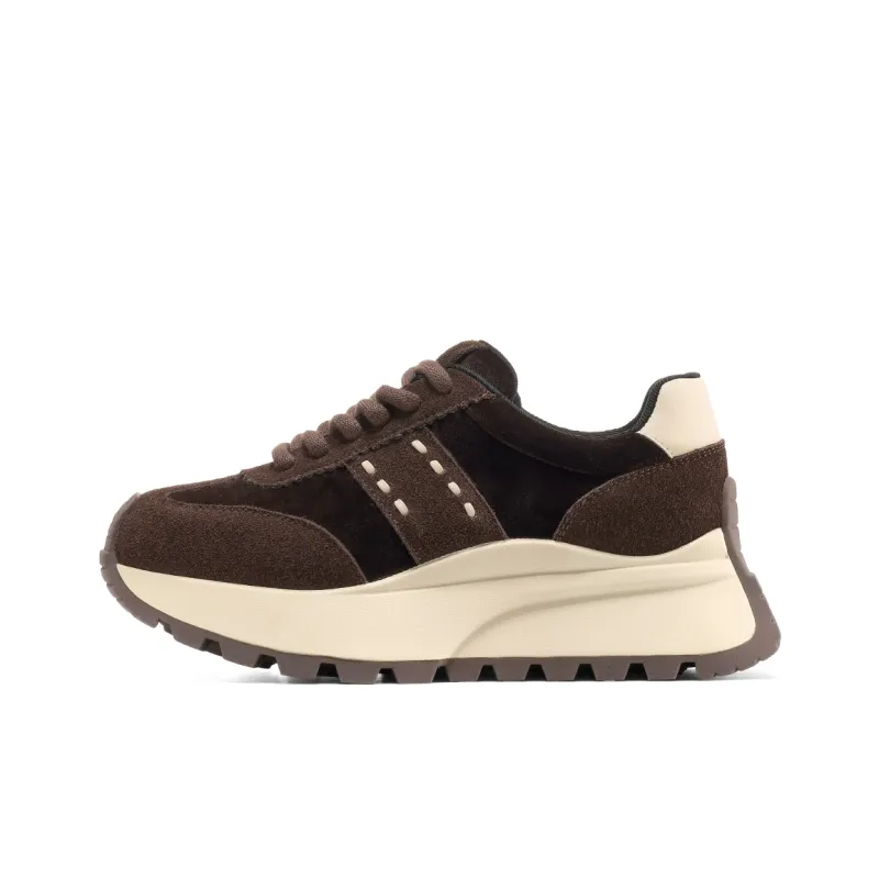 C°BANNER Height Increasing Low Top Chunky Sneakers Women's Coffee-0