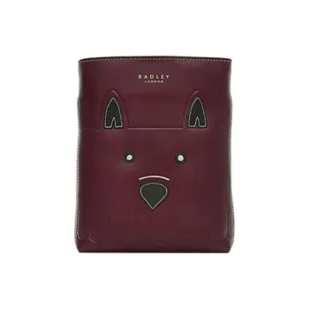 RADLEY Cow Leather Cell Phone Pouch Shoulder Bag Crossbody Bag Small Size Women's Red Brown