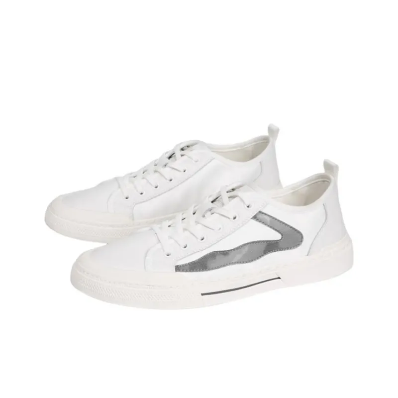 Wit Non slip Lightweight Low Top Skateboard Shoes Men's White Green-2