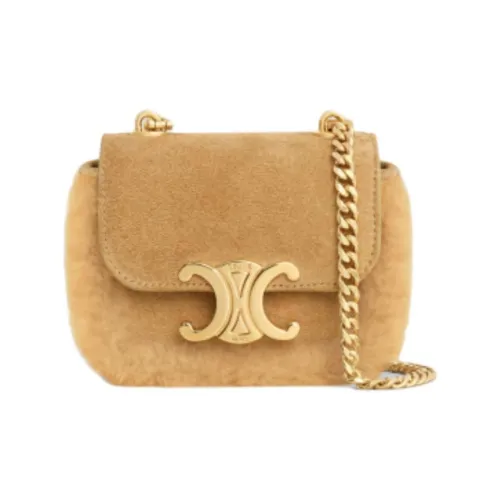 celine Camarat Cow Leather Suede Shoulder Bag, Crossbody Bag Mini Women's Natural Color