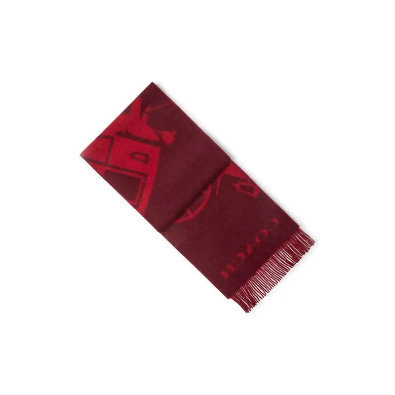 COACH Cashmere Knit Scarves Unisex Red-2