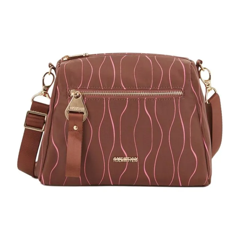 AMERICAN TOURISTER Polyester Shoulder Bag, Crossbody Bag Women's Tan & Pink-0