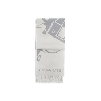 COACH Cashmere Knit Scarves Unisex Gray