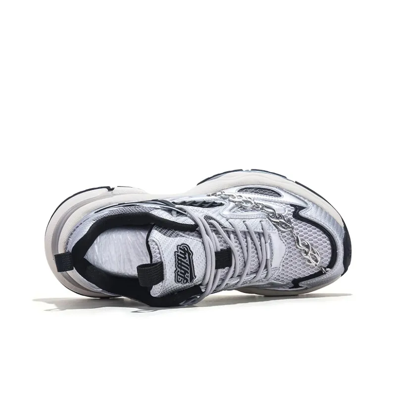 Jifffly Height Increasing, Breathable, Slip Resistant Low Top Chunky Sneakers Unisex Silver Gray-4