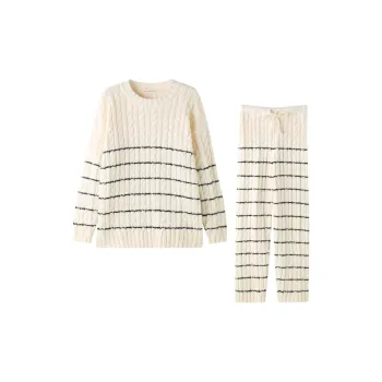 MEITENG Pajama Set Autumn And Winter Season Women's White