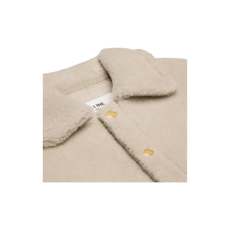 CELINE FW24 Velvet-feel Coat Women's Natural Color-2