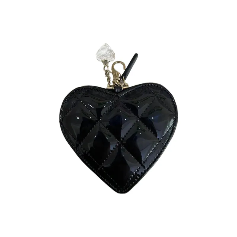 CHANEL Patent Leather Calfskin Coin Purse Women's Black-2