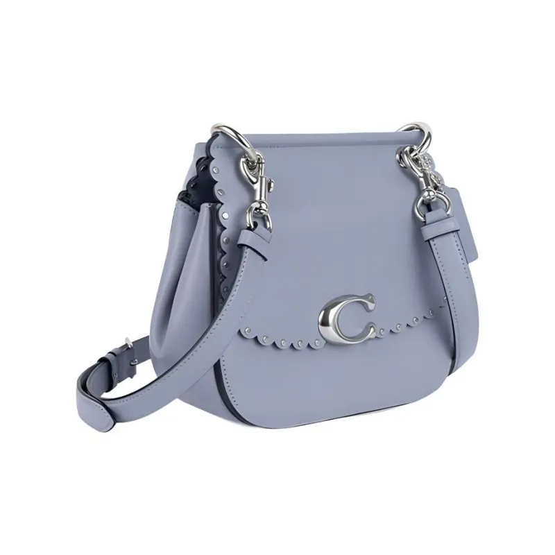 COACH Celia Cow Leather Shoulder Bag, Crossbody Bag Small Size Women's Twilight Blue & Silver-1