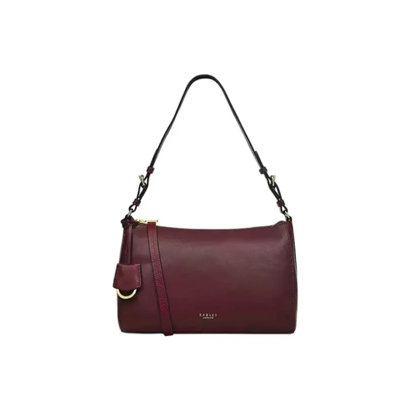 RADLEY Cow Leather Crescent Bag Shoulder Bag Medium Size Women's Red Brown-0