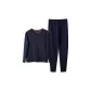 Crew Neck Clothing Sets (Thickened Fleece) Navy Blue