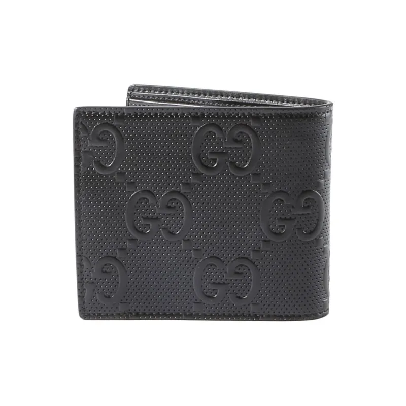 GUCCI GG Embossed Leather Wallet Unisex Black-1