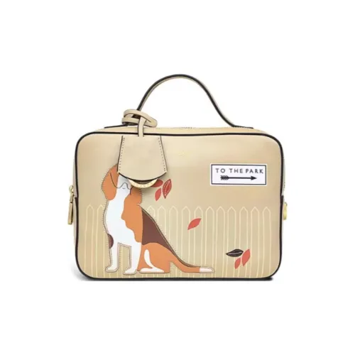 RADLEY Cow Leather Box Bag Lunch Box Bag Handbag Medium Size Women's Beige