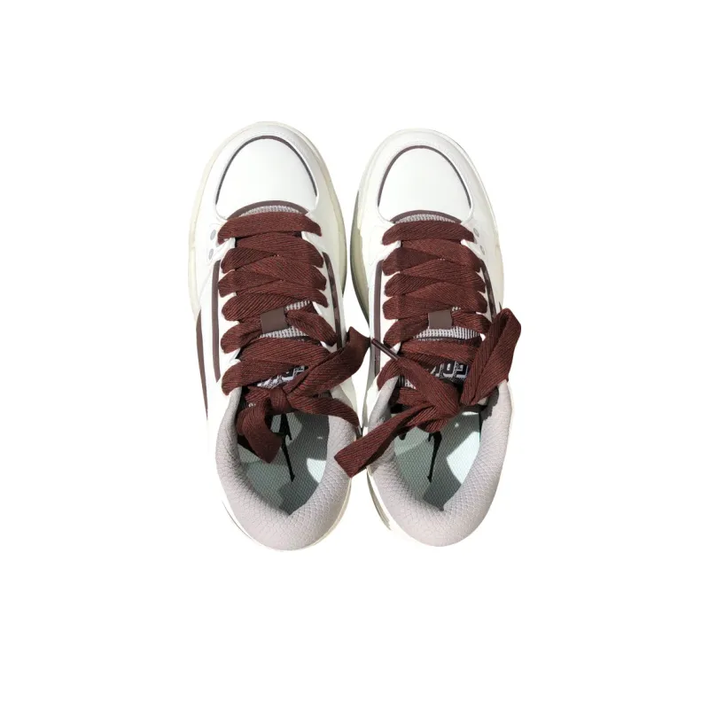 Erke Slip Resistant Water Resistant Cushioned Wear Resistant Low Top Skateboard Shoes Men's White Brown-2