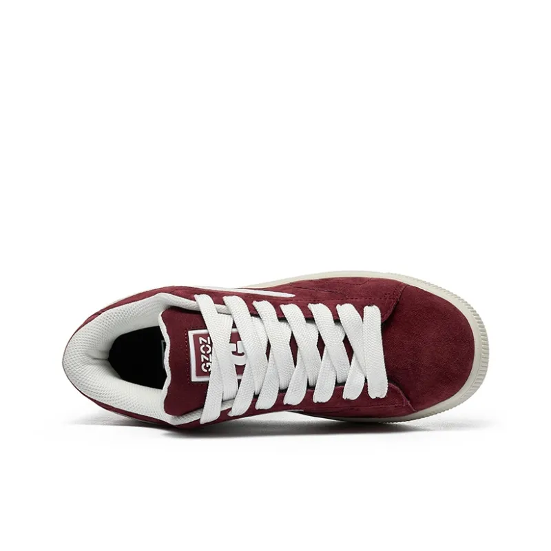 GZOZ Anti Slip And Wear Resistant Lightweight Low Top Skateboard Shoes Unisex Bordeaux Burgundy-3