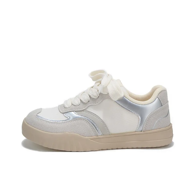 Binya Lightweight Anti Slip Low Top Skateboard Shoes Women's Beige-0