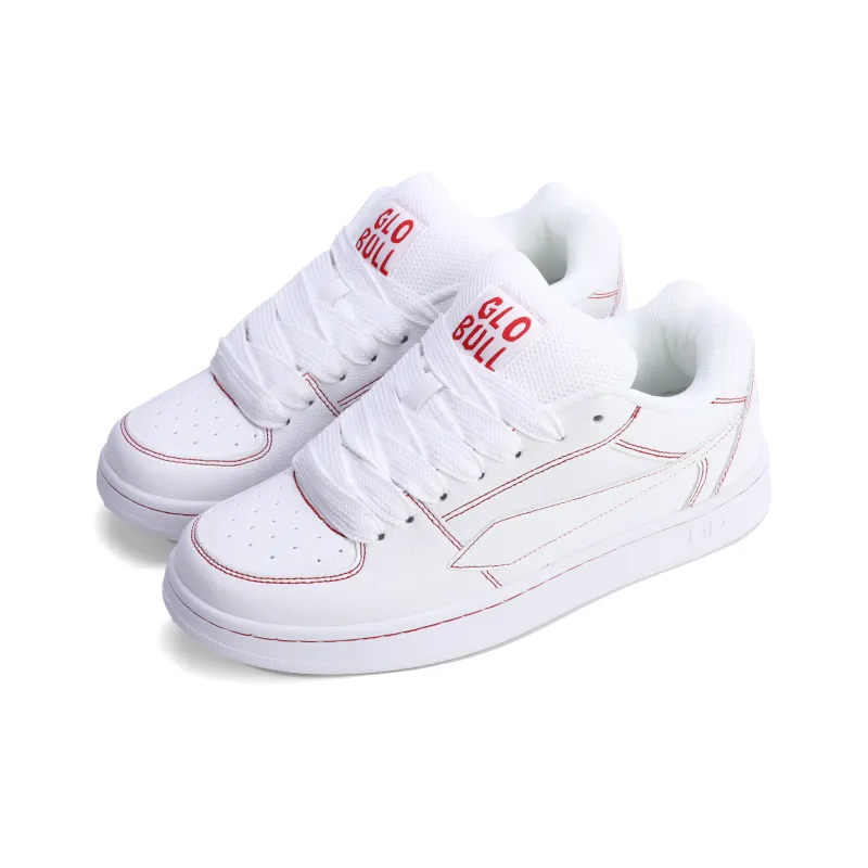 GLO BULL Skateboard Shoes Unisex Low Top White Red Stitching-2