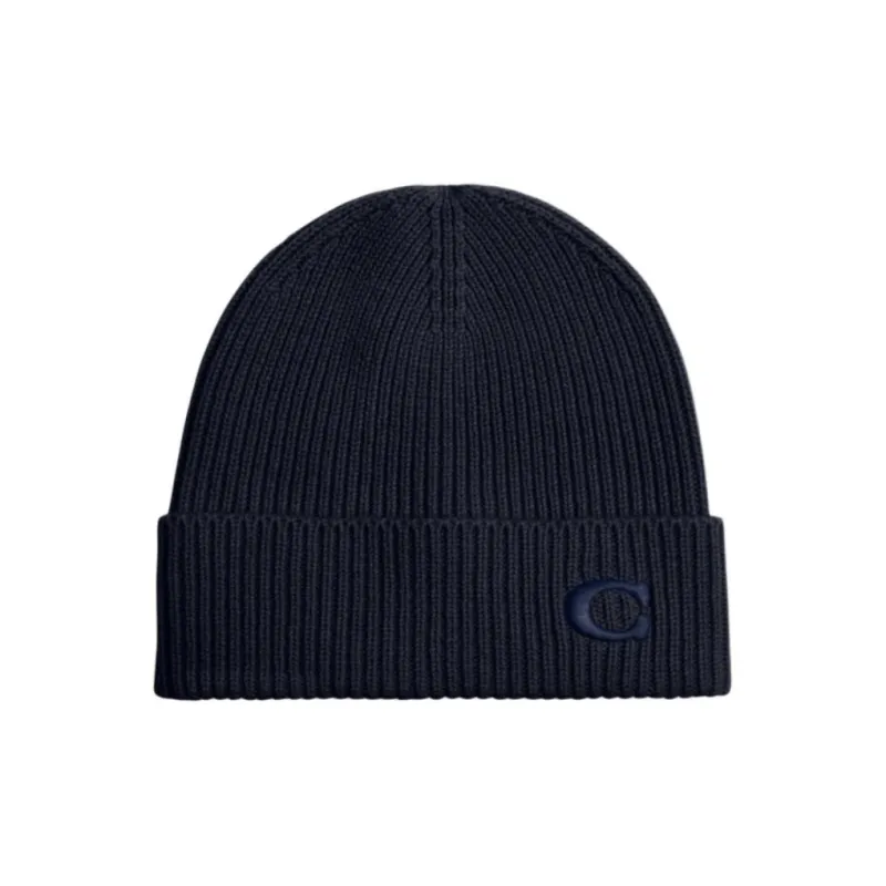 COACH Sheep Wool Beanies Unisex Blue-0