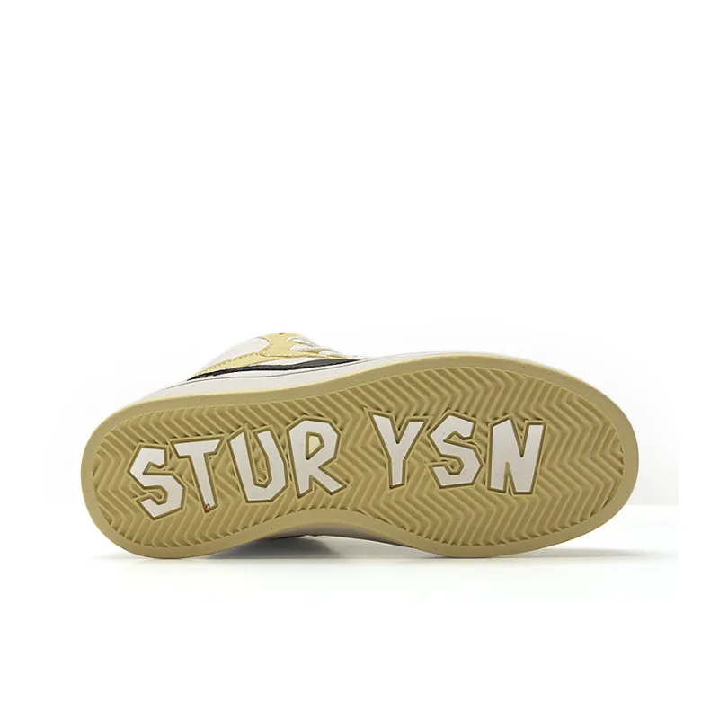 STUR YSN Wear resistant And Lightweight High Top Skateboard Shoes Unisex White Light Yellow-7
