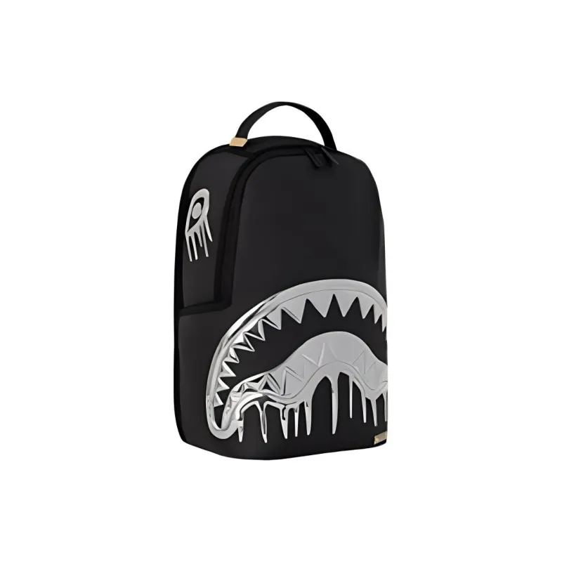 SPRAYGROUND Artificial Leather Backpack Regular Unisex Black & Silver-1