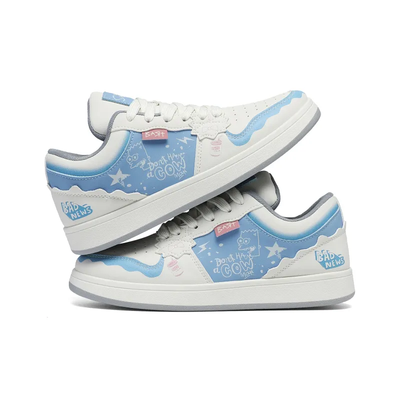 The Simpsons Low Top Skateboard Shoes Men's Aqua Blue-1