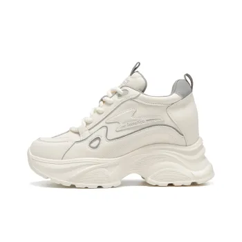 Spider King Slip Resistant Height Increasing Low Top Chunky Sneakers Women's Beige Gray