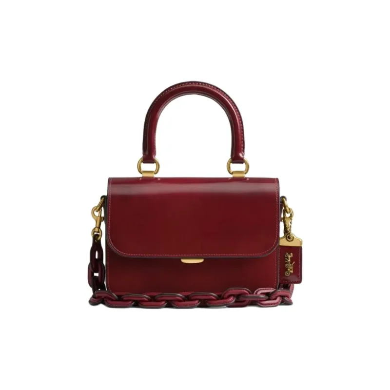 COACH Rogue Cow Leather Crossbody One Shoulder Handbag Trumpets Women's Dark Red Gemstone Color-0