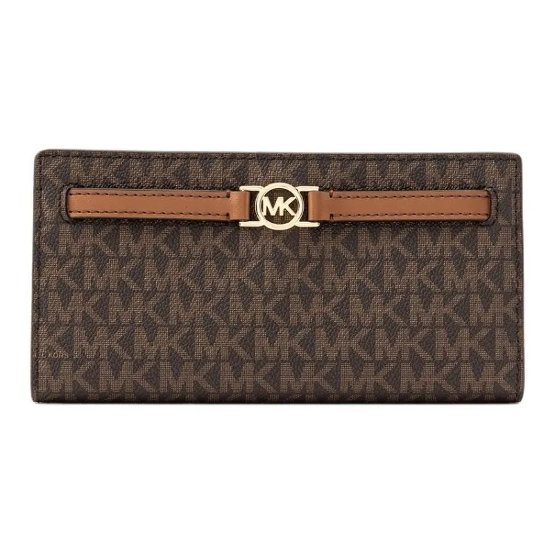MICHAEL KORS Coated Canvas Wallet Large Size Women's Brown-0