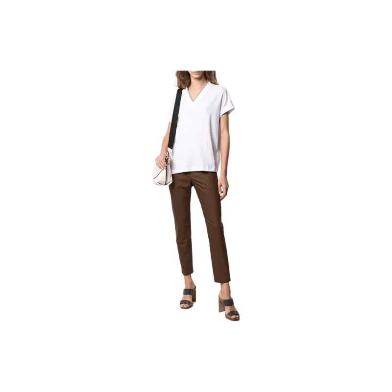 Brunello Cucinelli Embellished V Neck T Shirt-1