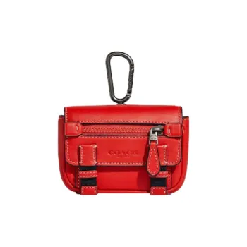 COACH Leather Keychain Charm Bag Accessory Mini Men's Miami Red