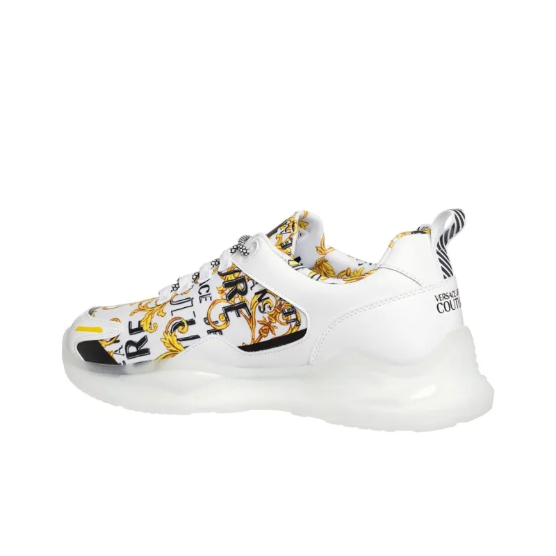VERSACE JEANS Couture Cushioning Low Top Sports Casual Shoes Men's White Gold-3