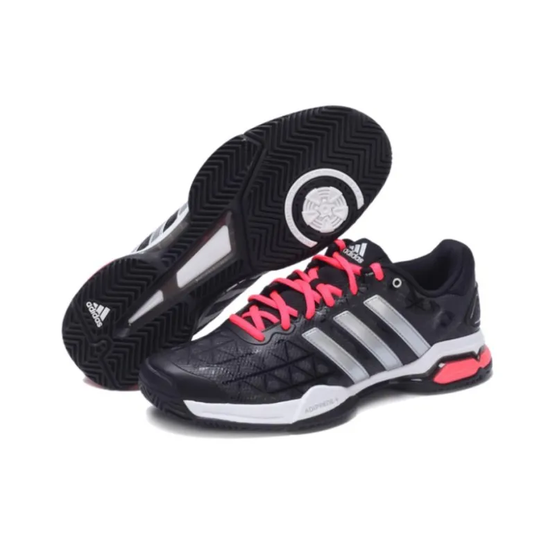 Adidas Barricade Anti-Slip Wear-Resistant Low-Top Tennis Shoes Men's Black-3