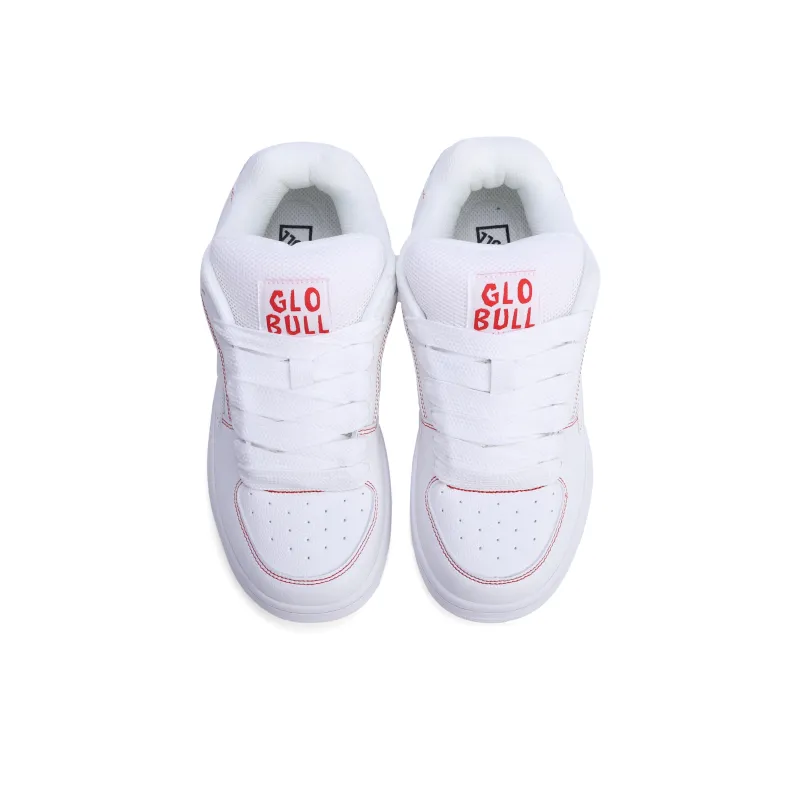 GLO BULL Skateboard Shoes Unisex Low Top White Red Stitching-3