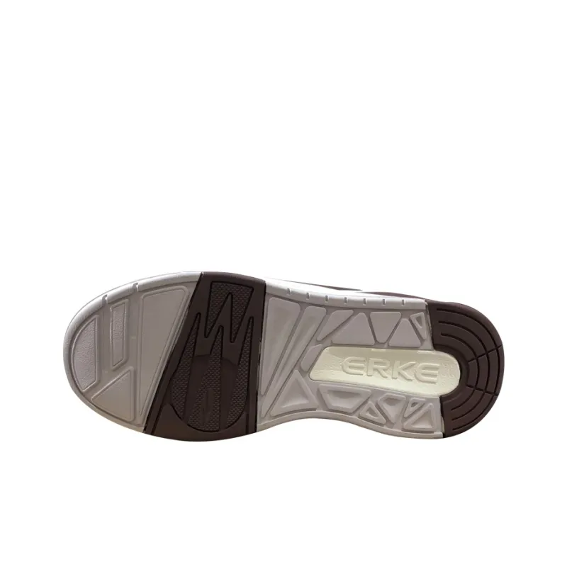 Erke Slip Resistant Water Resistant Cushioned Wear Resistant Low Top Skateboard Shoes Men's White Brown-4