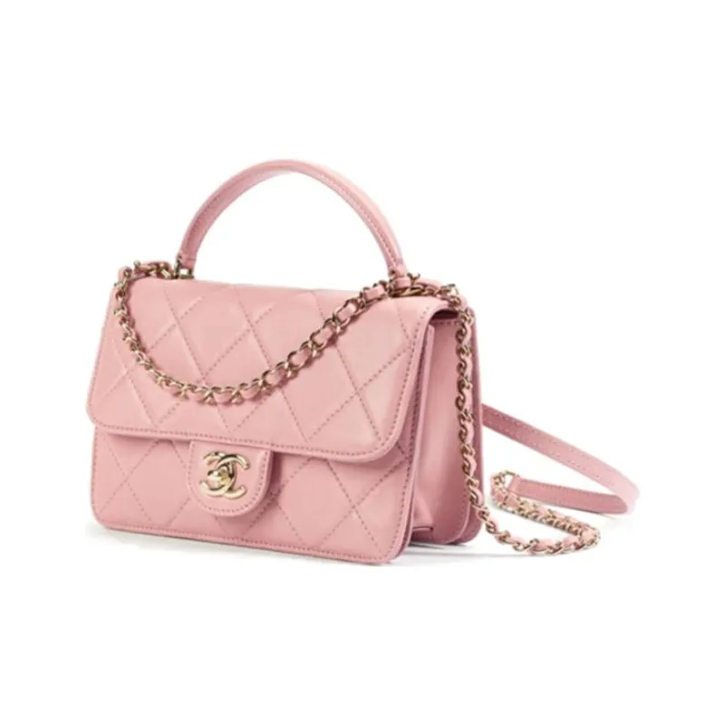 CHANEL 21B Fall Calfskin Handbag, Shoulder Bag, Crossbody Bag Trumpets Women's Dark Pink-1