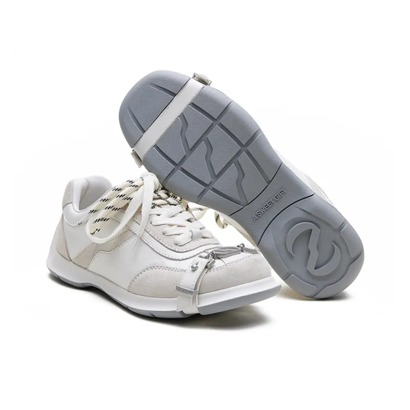 ABCICEY Wear resistant And Lightweight Low Top Casual Shoes Unisex White-4