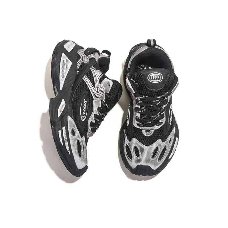 Jifffly Cushioned Slip-Resistant Breathable Lightweight Height Increasing Low-Top Chunky Sneakers Unisex-32
