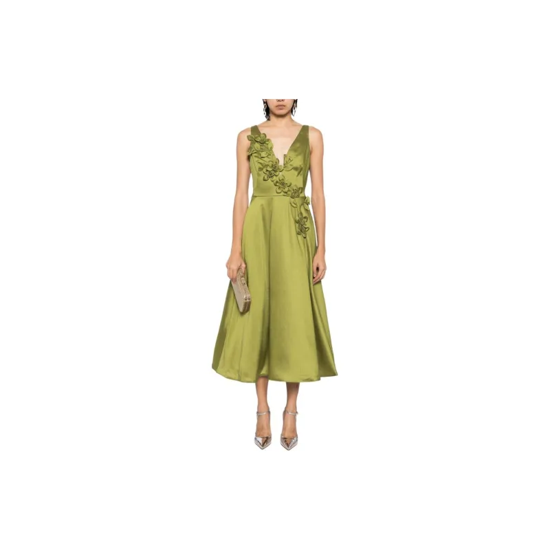Marchesa Notte Floral Mikado Midi Dress-1