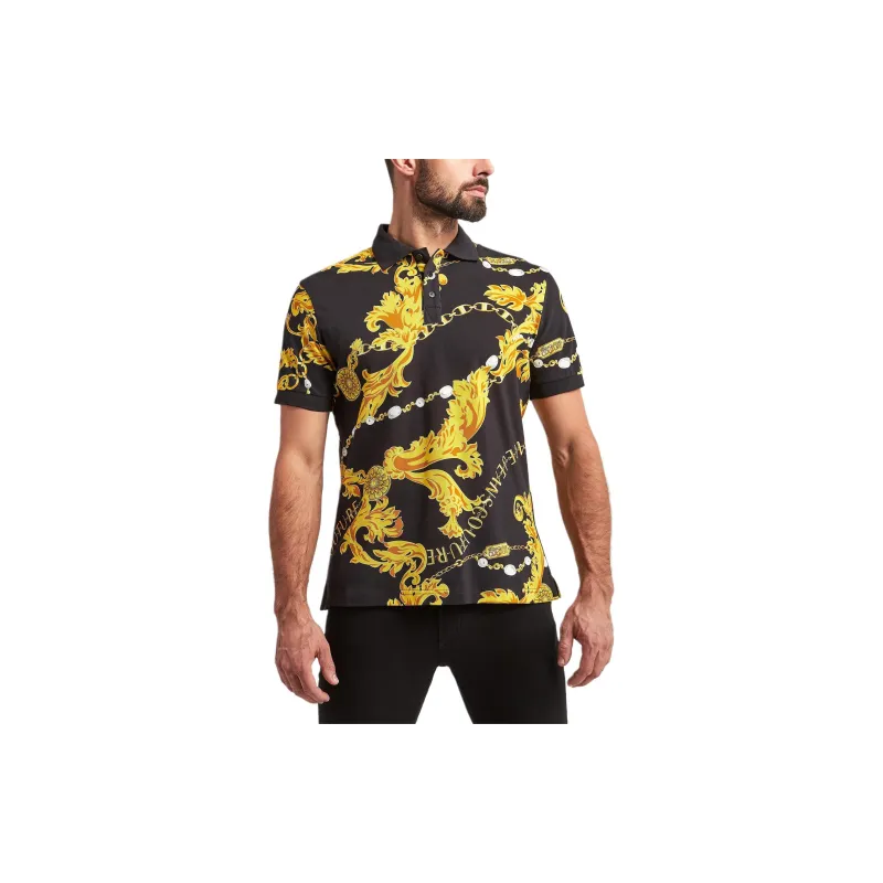 VERSACE JEANS COUTURE Baroque Printed Short Sleeved Polo Shirt-2