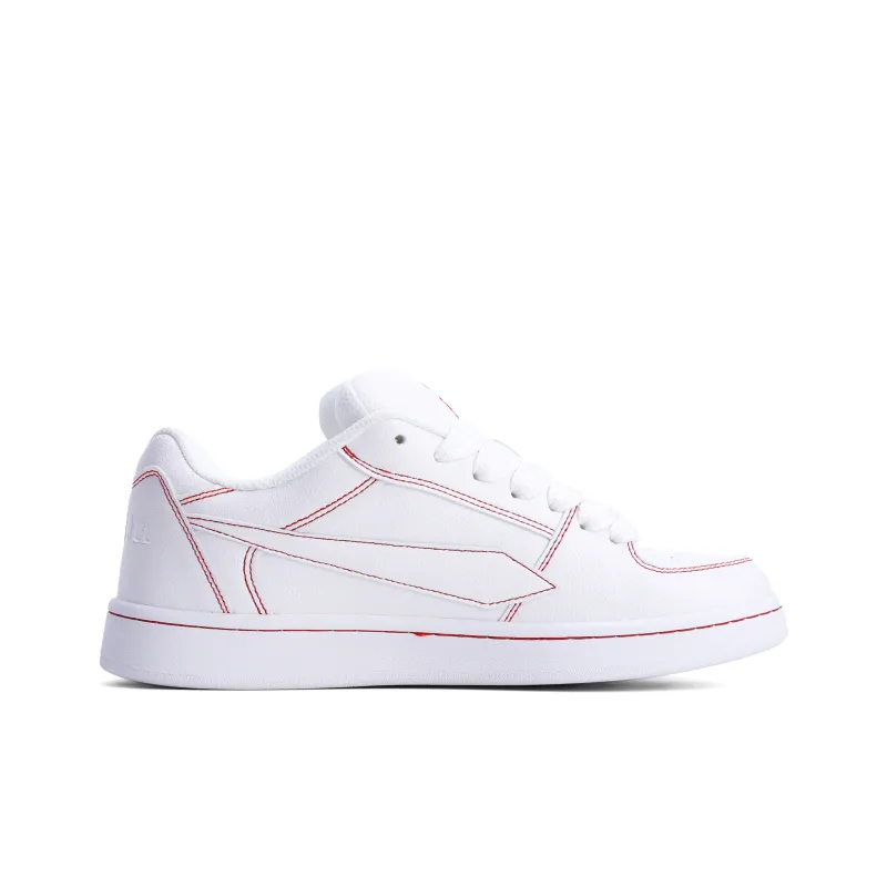 GLO BULL Skateboard Shoes Unisex Low Top White Red Stitching-1