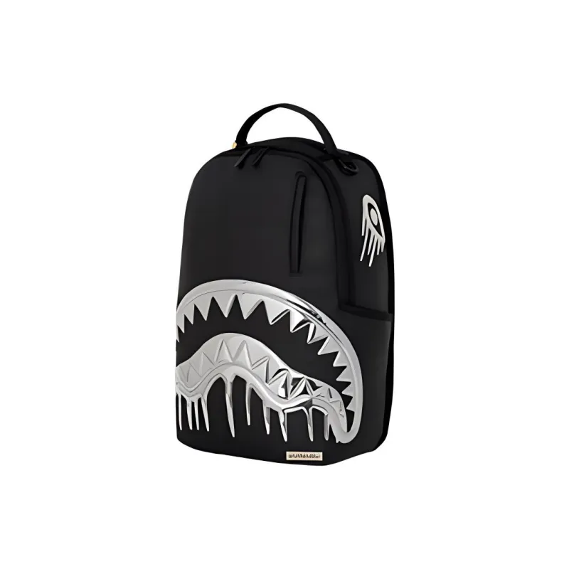 SPRAYGROUND Artificial Leather Backpack Regular Unisex Black & Silver-2