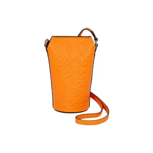 Ecco Cow Leather Bucket Bags Shoulder Bag Crossbody Bag Small Size Women's Gold Orange