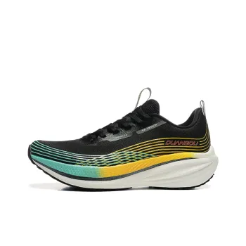 DUANGOU Cushioned Wear Resistant Lightweight Slip Resistant Low Top Sports Running Shoes Unisex Black/Yellow Black