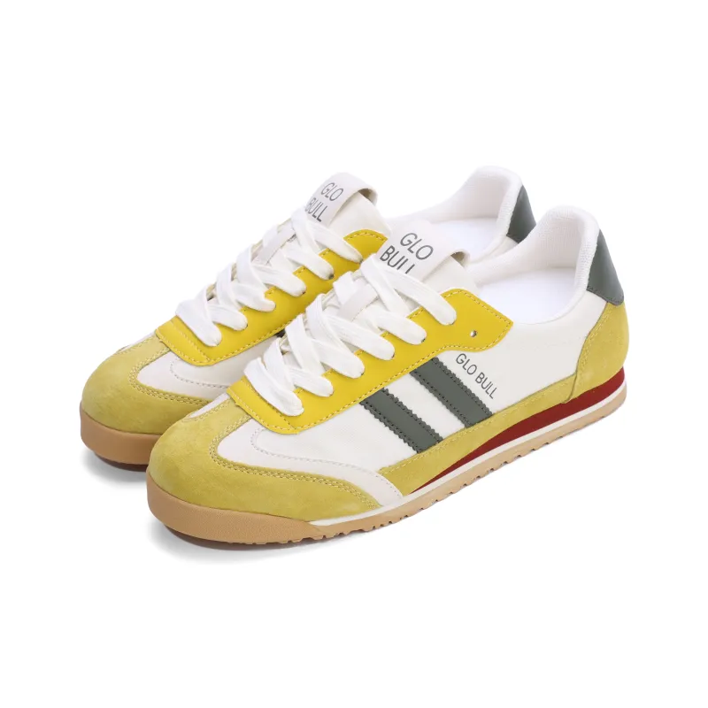 GLO BULL Skateboard Shoes Unisex Low Top Beige Yellow Green-2