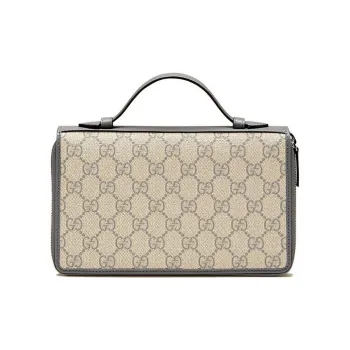 GUCCI Canvas With Leather Canvas Bag Wallet Money Clip Handbag Regular Men's Beige/Gray