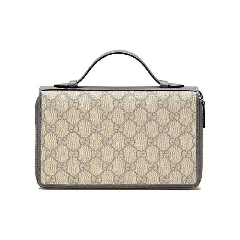 GUCCI Canvas With Leather Canvas Bag Wallet Money Clip Handbag Regular Men's Beige/Gray-0