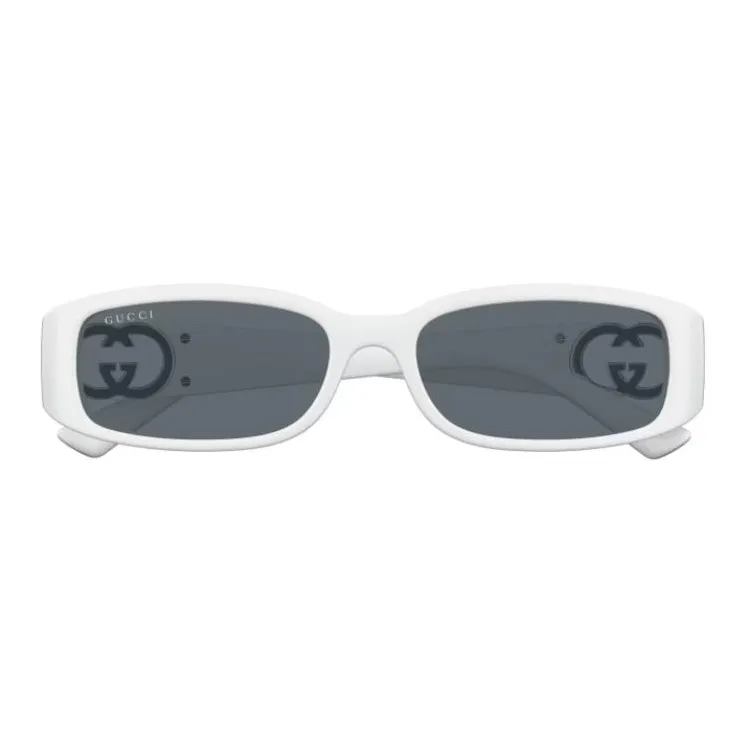 GUCCI Acetate Rectangular Sunglasses Women's White-1