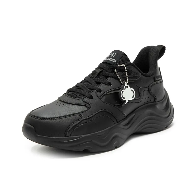 361° Linglong Series Cushioned Wear Resistant Water Resistant Low Top Casual Running Shoes Women's Obsidian Black-1